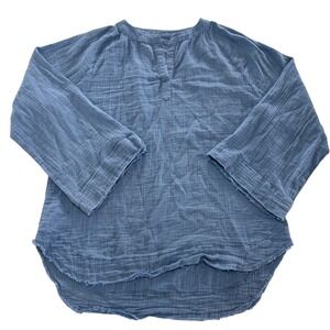 Karyn Seo Top Womens X‎ Large Blue Bell Sleeve Lightweight Handmade Gauze